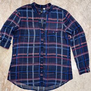 Kut From The Kloth Jasmine Chiffon Plaid Houndstooth Blouse Women’s Medium